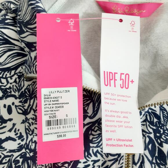 Lilly Pulitzer Skipper Popover UPF 50+ High Tide Navy Gday Mate Koala S NWT - Picture 9 of 12